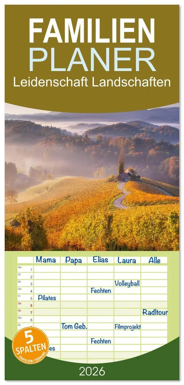 Cover: 9783516611564 | Familienplaner 2026 - Leidenschaft Landschaften mit 5 Spalten...