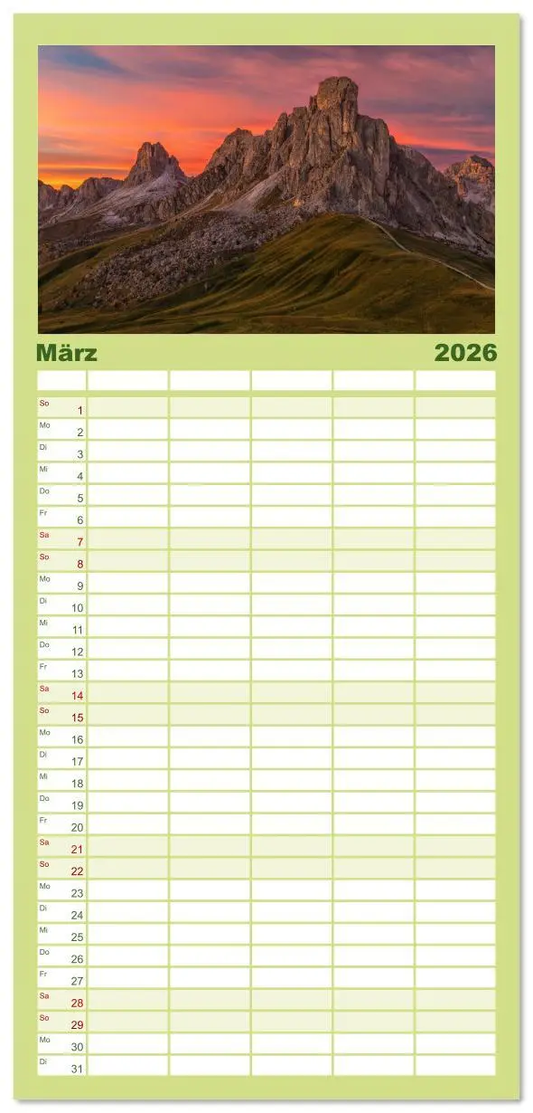 Bild: 9783516611564 | Familienplaner 2026 - Leidenschaft Landschaften mit 5 Spalten...