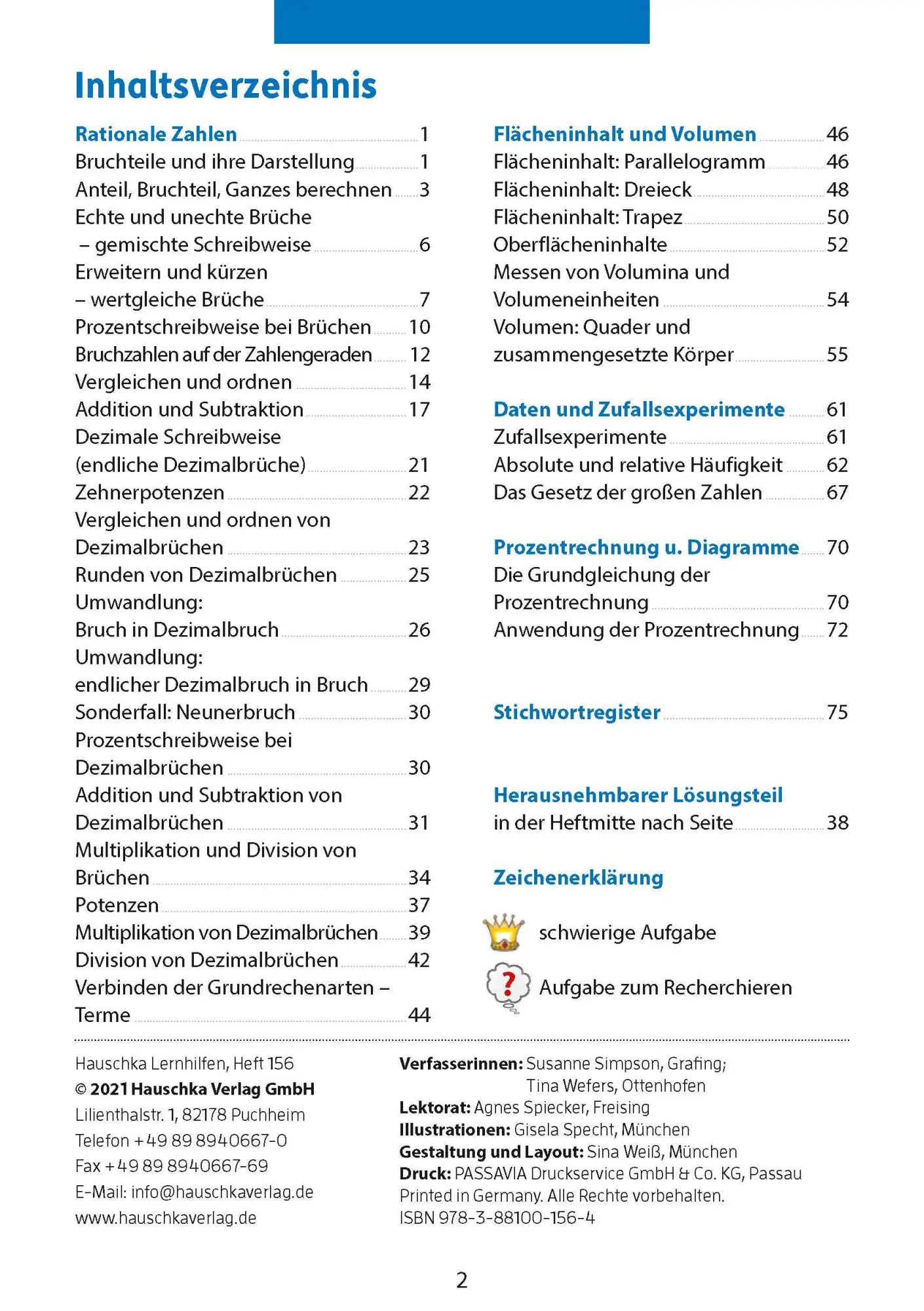 Bild: 9783881001564 | Rechnen und Textaufgaben - Gymnasium 6. Klasse, A5- Heft | Broschüre