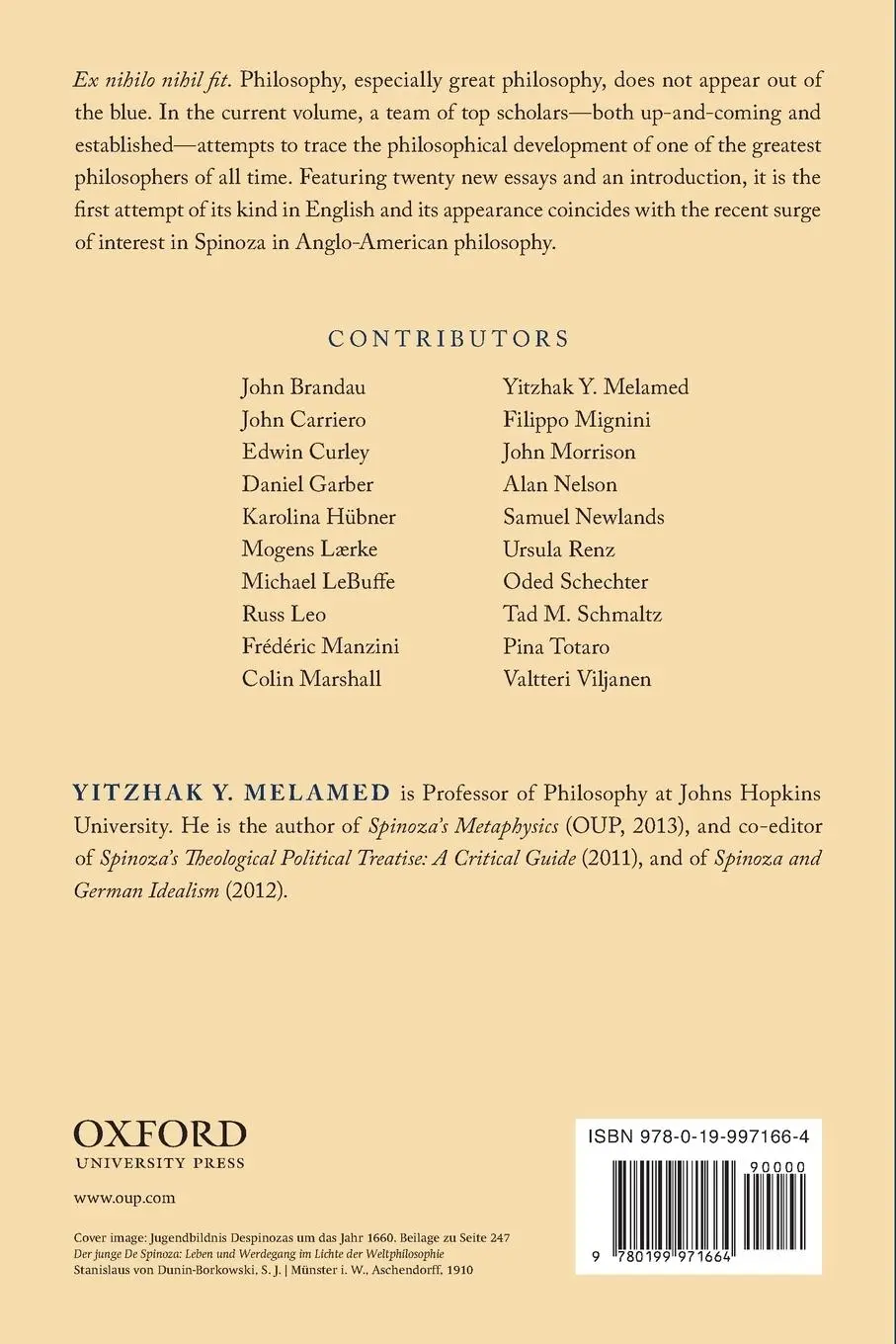 Rückseite: 9780199971664 | Young Spinoza | A Metaphysician in the Making | Yitzhak Y Melamed