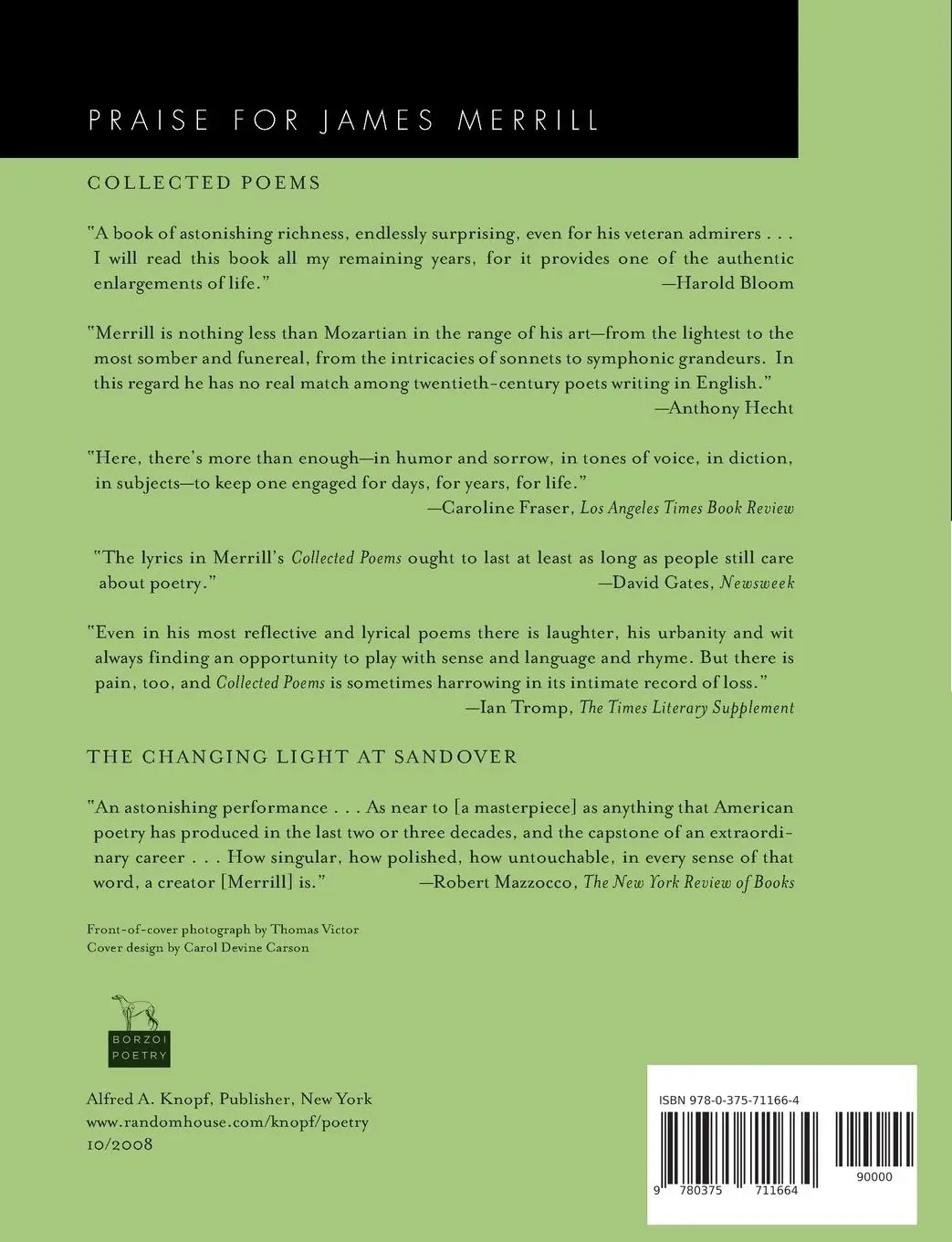 Rückseite: 9780375711664 | Selected Poems of James Merrill | James Merrill | Taschenbuch | 2008