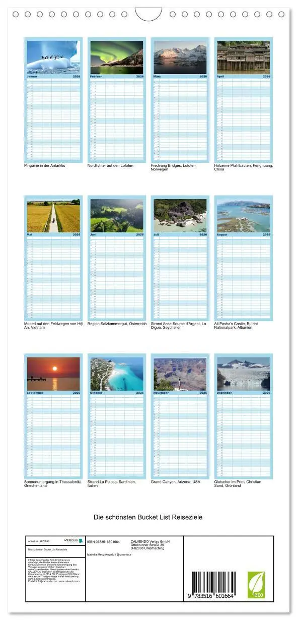 Bild: 9783516601664 | Familienplaner 2026 - Die schönsten Bucket List Reiseziele mit 5...