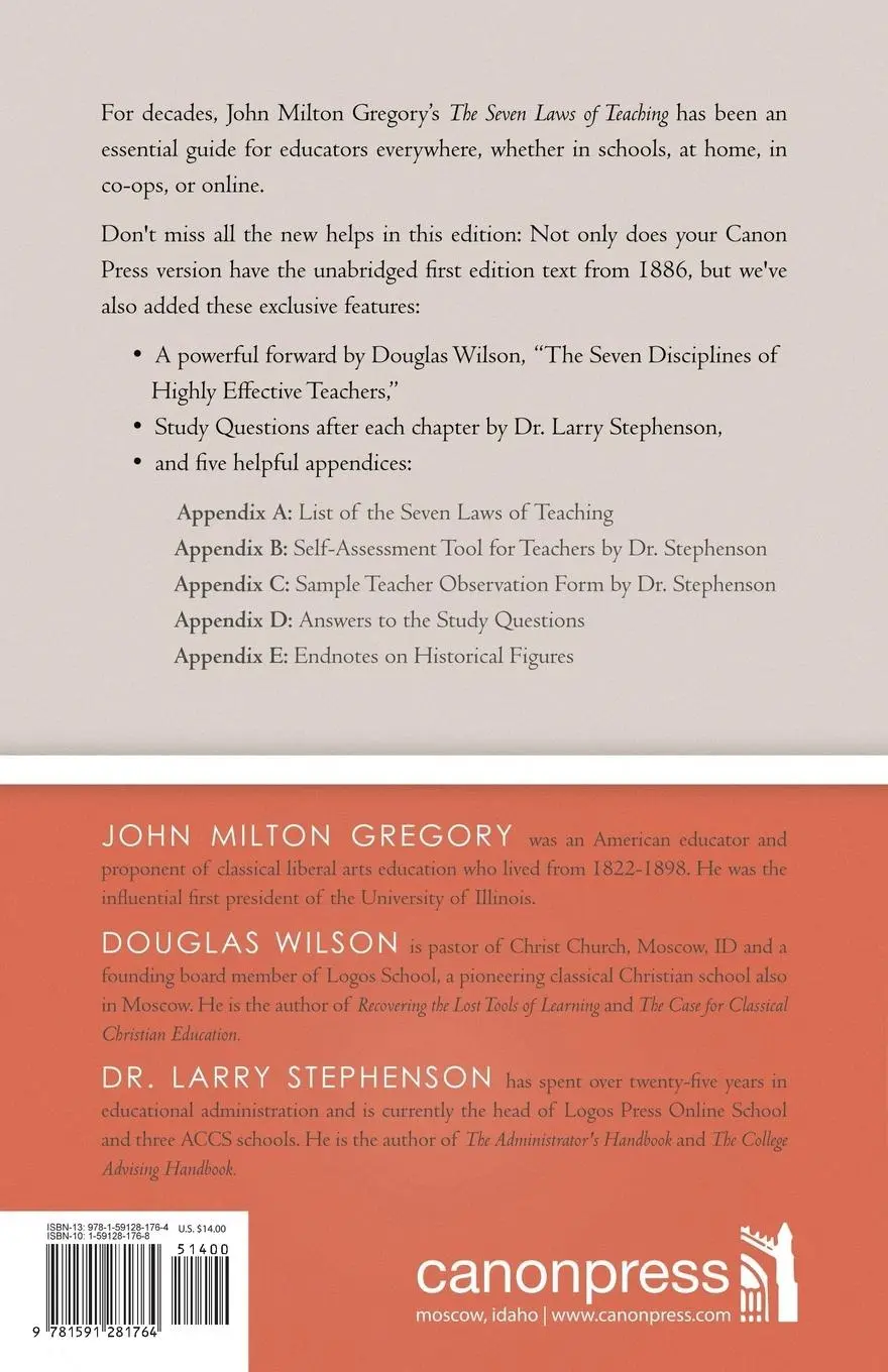 Rückseite: 9781591281764 | The Seven Laws of Teaching | John Milton Gregory | Taschenbuch | 2014