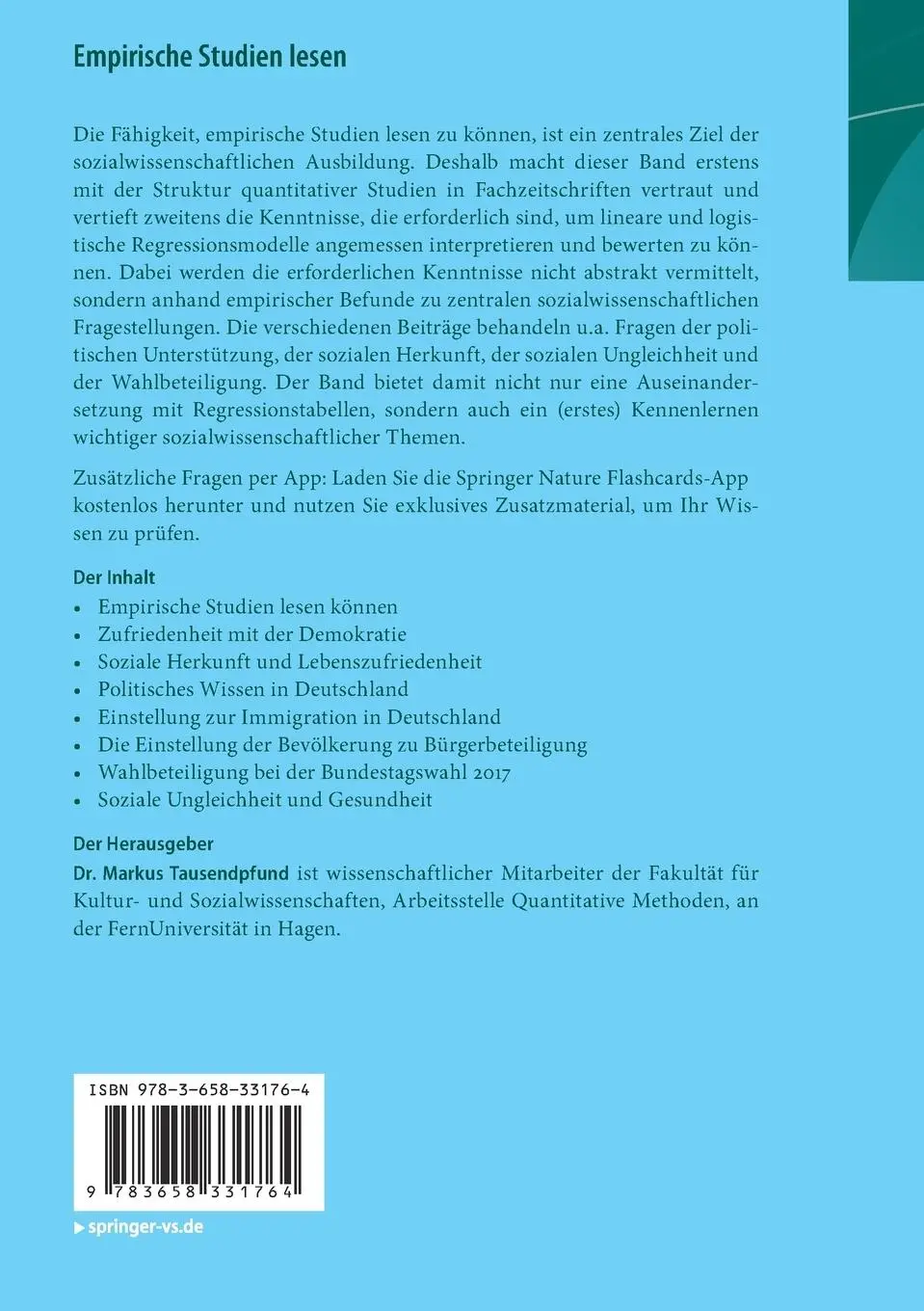Rückseite: 9783658331764 | Empirische Studien lesen | Markus Tausendpfund | Bundle | Deutsch