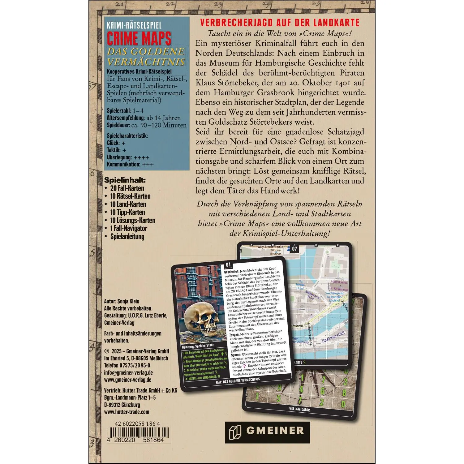 Bild: 4260220581864 | Crime Maps - Das goldene Vermächtnis | Sonja Klein | Spiel | Deutsch