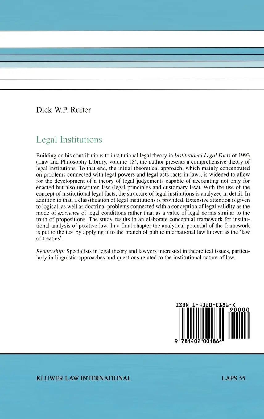 Rückseite: 9781402001864 | Legal Institutions | D. W. Ruiter | Buch | xii | Englisch | 2001