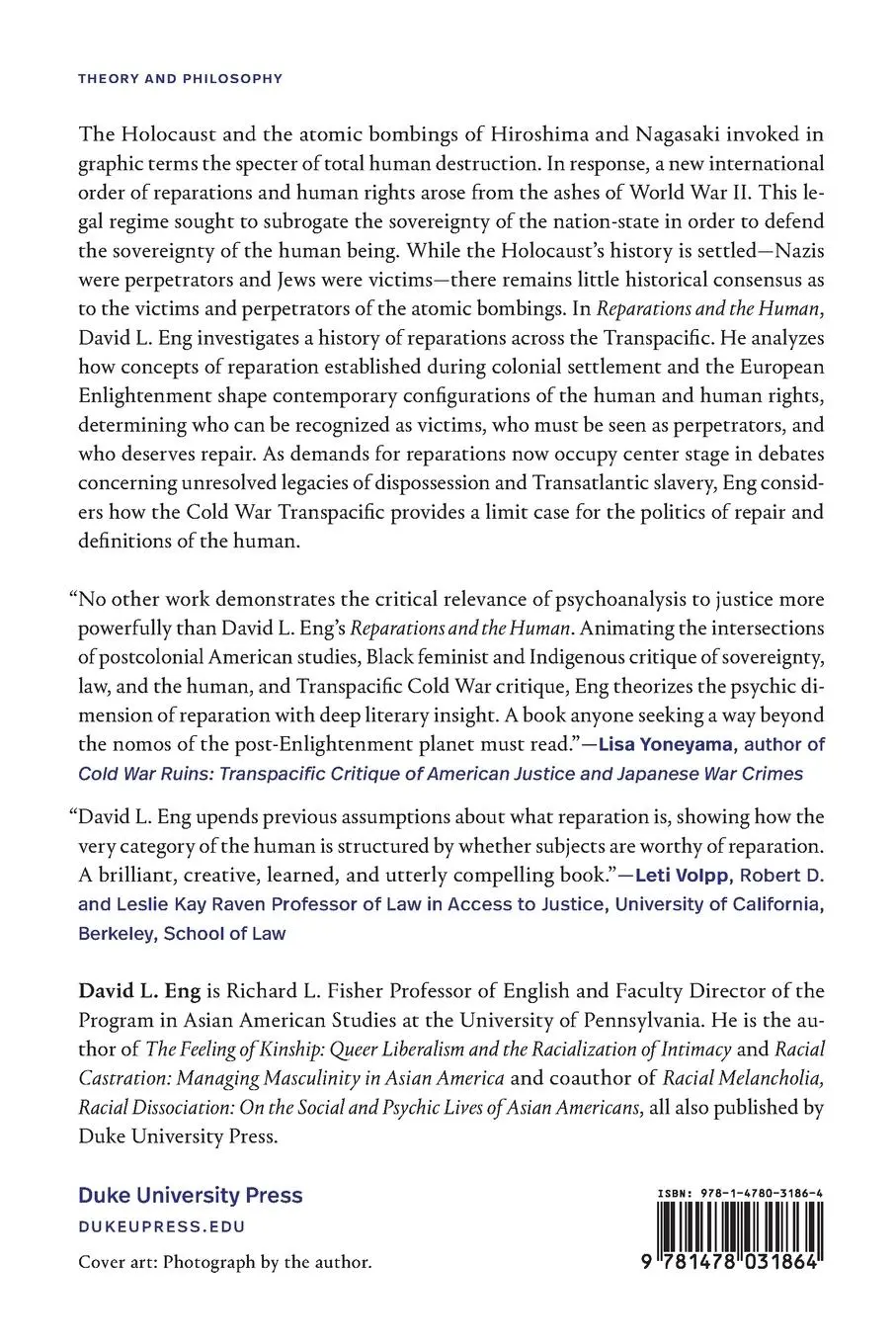 Rückseite: 9781478031864 | Reparations and the Human | David L. Eng | Taschenbuch | Englisch