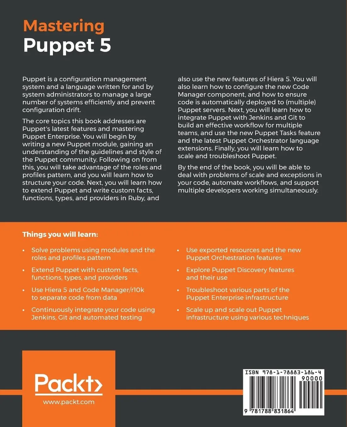 Rückseite: 9781788831864 | Mastering Puppet 5 | Ryan Russell Yates (u. a.) | Taschenbuch | 2018