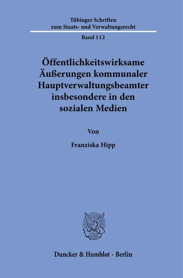 Cover: 9783428191864 | Öffentlichkeitswirksame Äußerungen kommunaler...