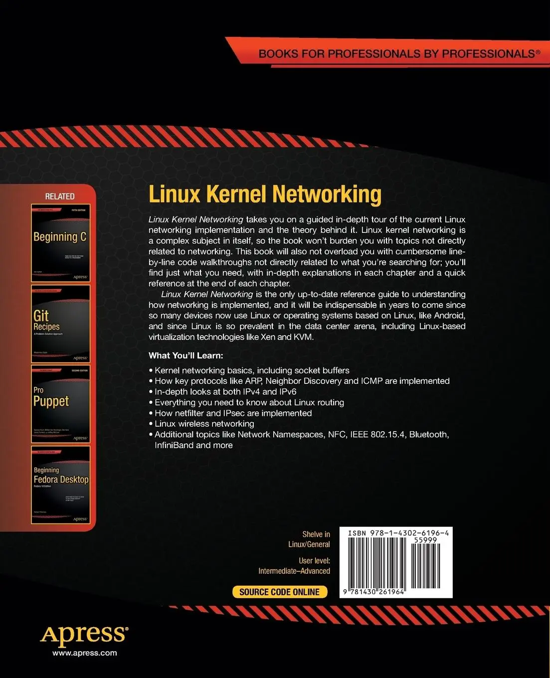 Rückseite: 9781430261964 | Linux Kernel Networking | Implementation and Theory | Rami Rosen