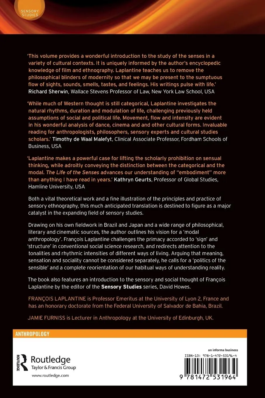 Rückseite: 9781472531964 | The Life of the Senses | Introduction to a Modal Anthropology | Buch