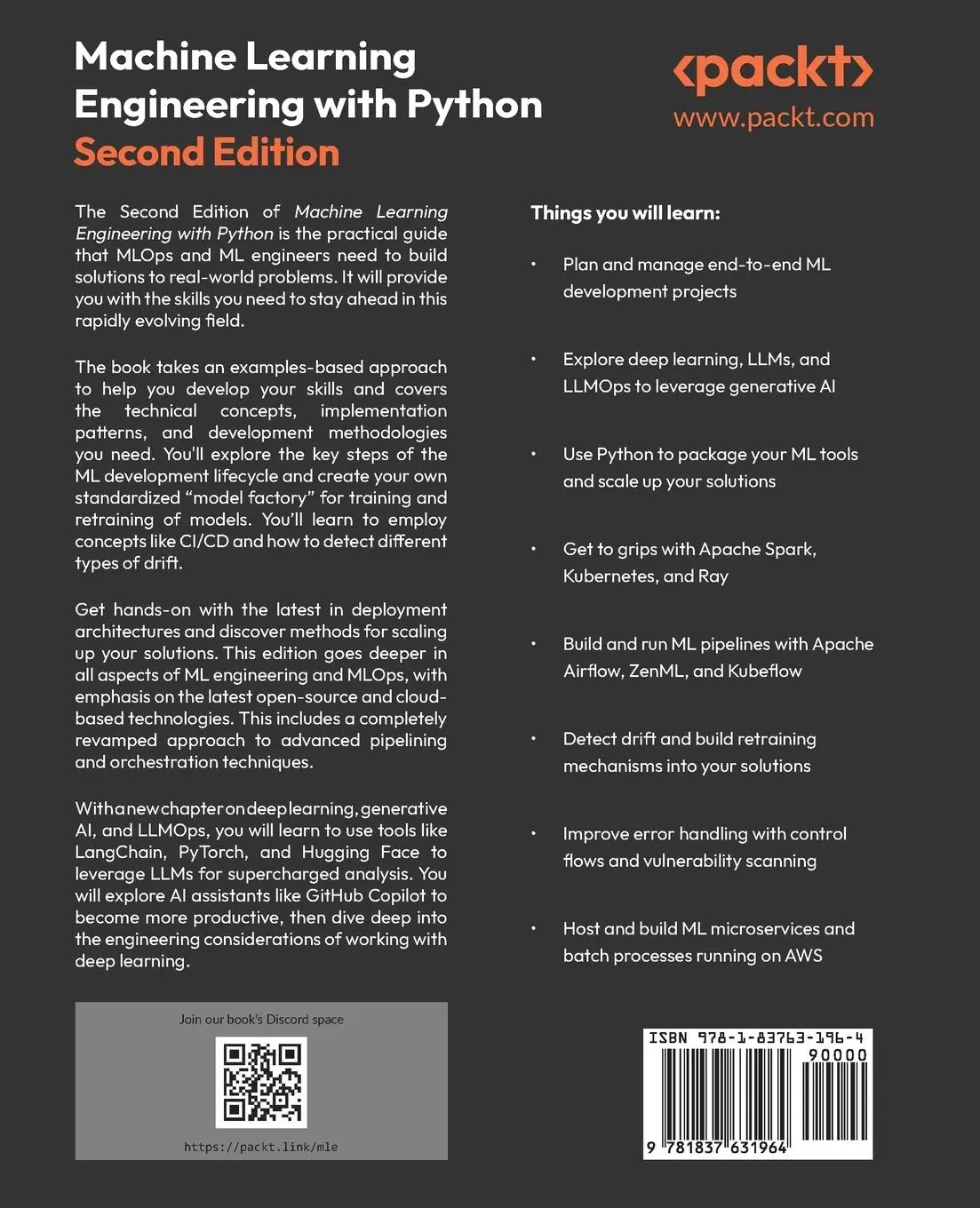 Rückseite: 9781837631964 | Machine Learning Engineering with Python - Second Edition | McMahon