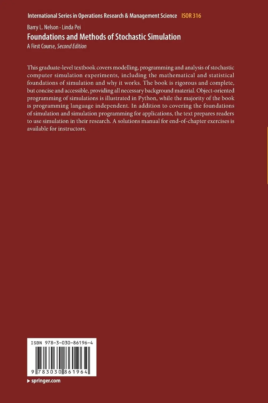 Rückseite: 9783030861964 | Foundations and Methods of Stochastic Simulation | A First Course