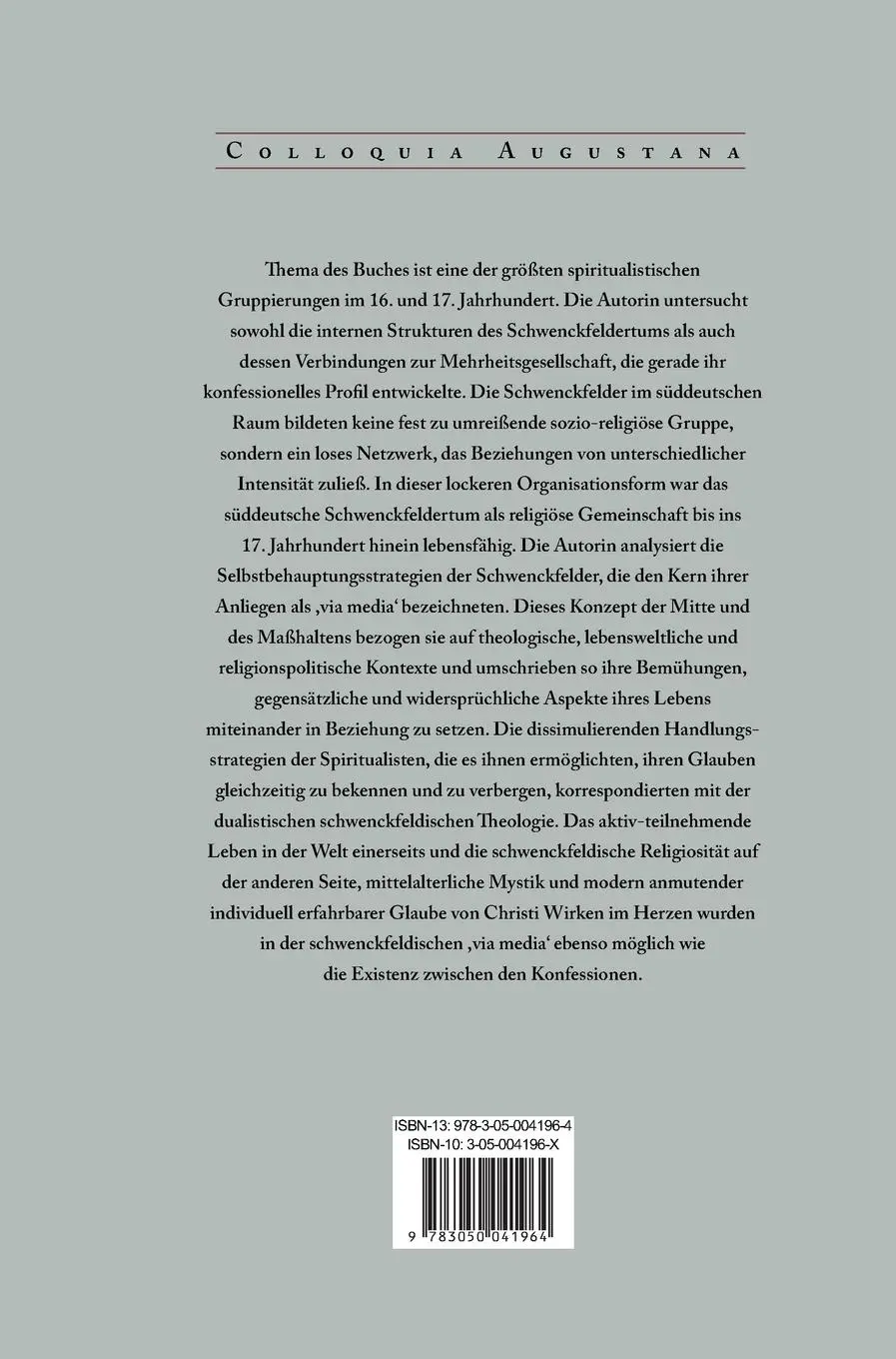 Rückseite: 9783050041964 | ,Via Media': Spiritualistische Lebenswelten und Konfessionalisierung