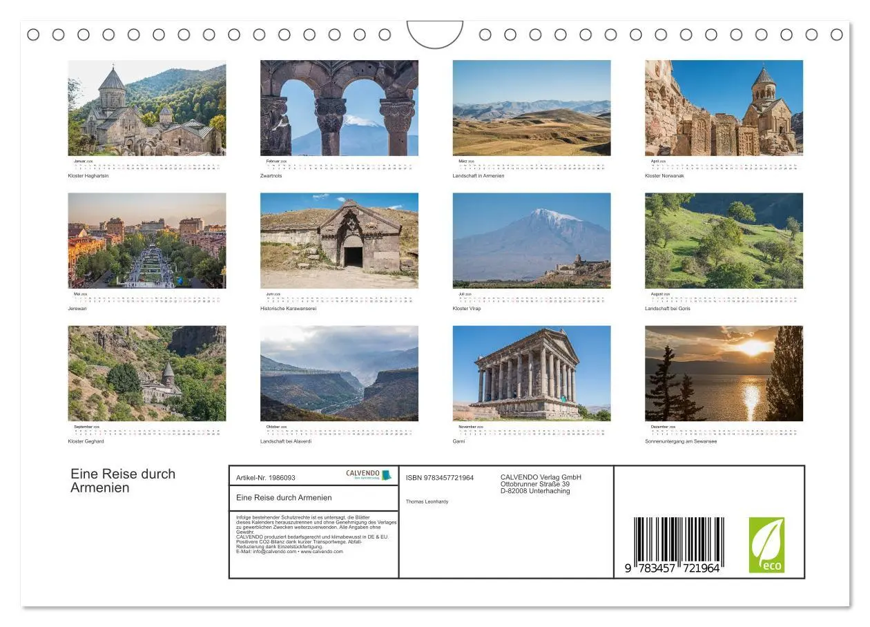 Bild: 9783457721964 | Eine Reise durch Armenien (Wandkalender 2026 DIN A4 quer), CALVENDO...