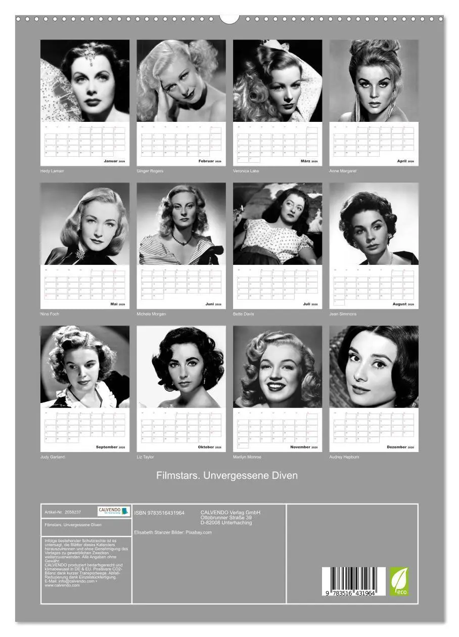 Bild: 9783516431964 | Filmstars. Unvergessene Diven (hochwertiger Premium Wandkalender...