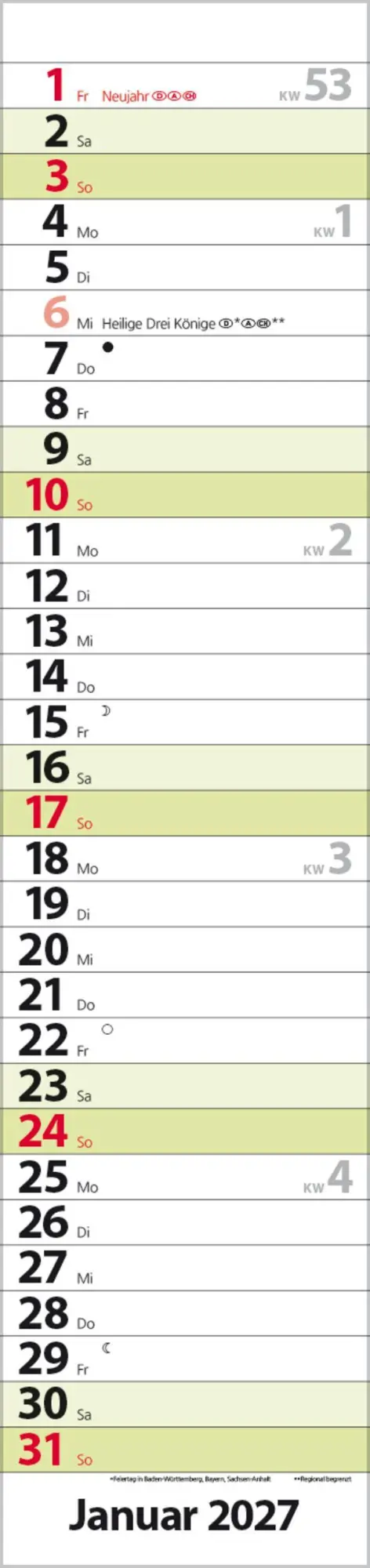 Bild: 9783819301964 | Streifenplaner Compact Grün 2027 | Verlag Korsch | Kalender | 13 S.