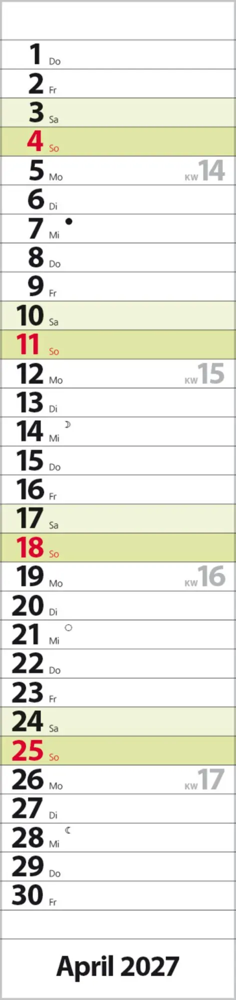 Bild: 9783819301964 | Streifenplaner Compact Grün 2027 | Verlag Korsch | Kalender | 13 S.