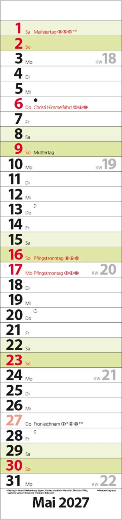Bild: 9783819301964 | Streifenplaner Compact Grün 2027 | Verlag Korsch | Kalender | 13 S.