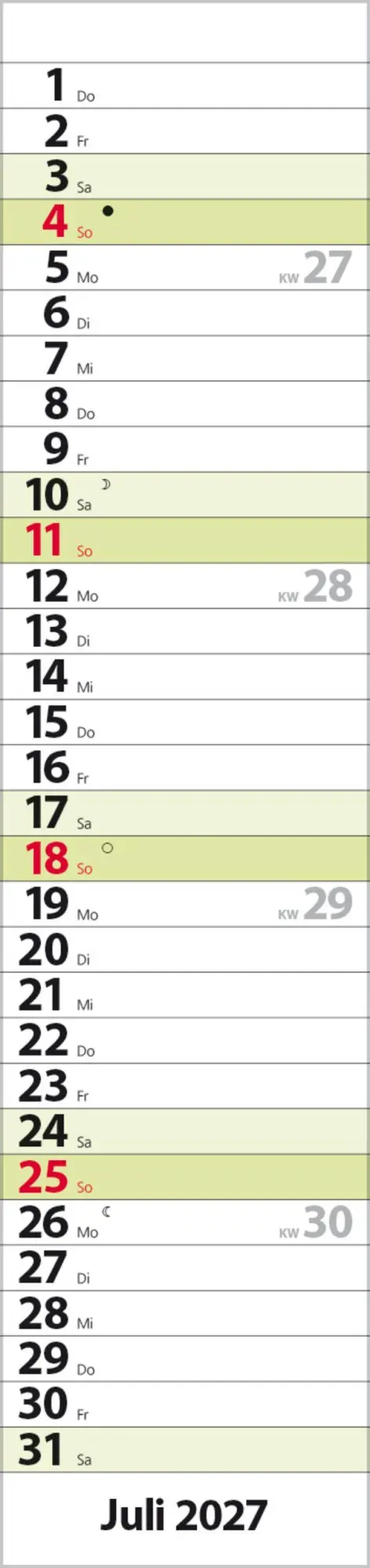 Bild: 9783819301964 | Streifenplaner Compact Grün 2027 | Verlag Korsch | Kalender | 13 S.