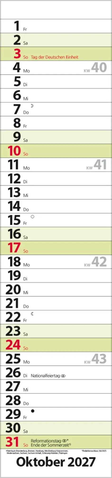 Bild: 9783819301964 | Streifenplaner Compact Grün 2027 | Verlag Korsch | Kalender | 13 S.