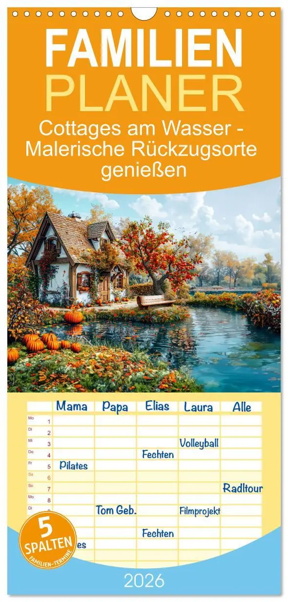 Cover: 9783516492064 | Familienplaner 2026 - Cottages am Wasser - Malerische Rückzugsorte...