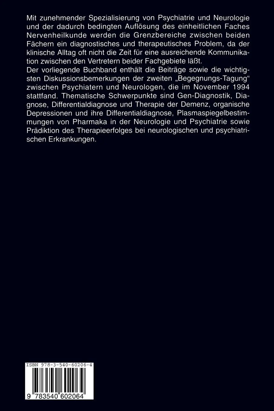 Rückseite: 9783540602064 | Therapie im Grenzgebiet von Psychiatrie und Neurologie | Band 2 | Buch