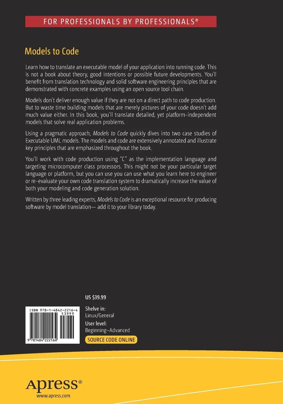 Rückseite: 9781484222164 | Models to Code | With No Mysterious Gaps | Leon Starr (u. a.) | Buch