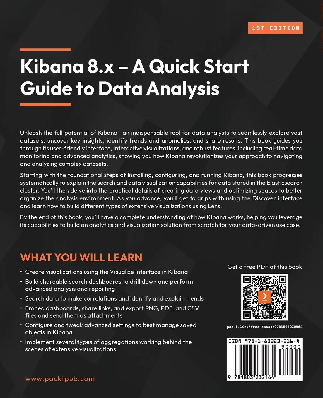 Rückseite: 9781803232164 | Kibana 8.x - A Quick Start Guide to Data Analysis | Krishna Shah