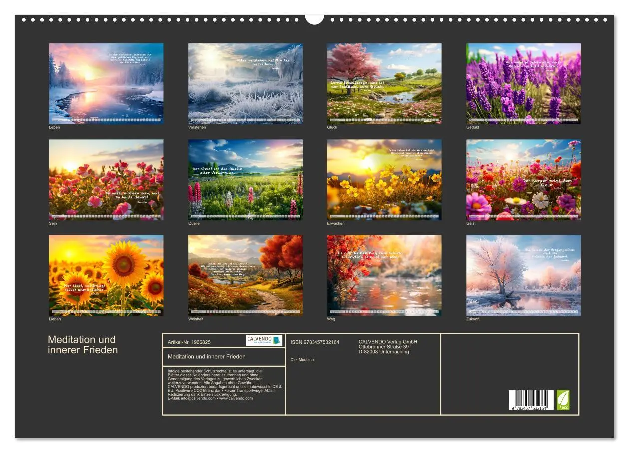 Bild: 9783457532164 | Meditation und innerer Frieden (Wandkalender 2026 DIN A2 quer),...