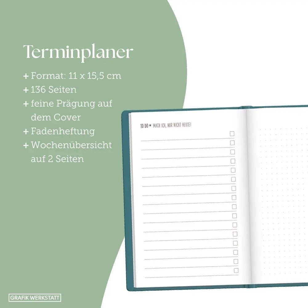Bild: 9783986362164 | Terminplaner Lederlook 2027 Petrol | Terminplaner Lederlook A6 | Buch