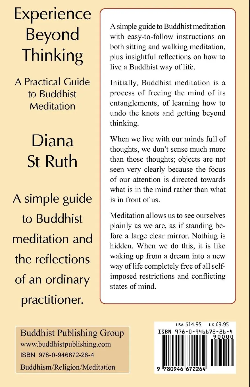 Rückseite: 9780946672264 | Experience Beyond Thinking | A Practical Guide to Buddhist Meditation
