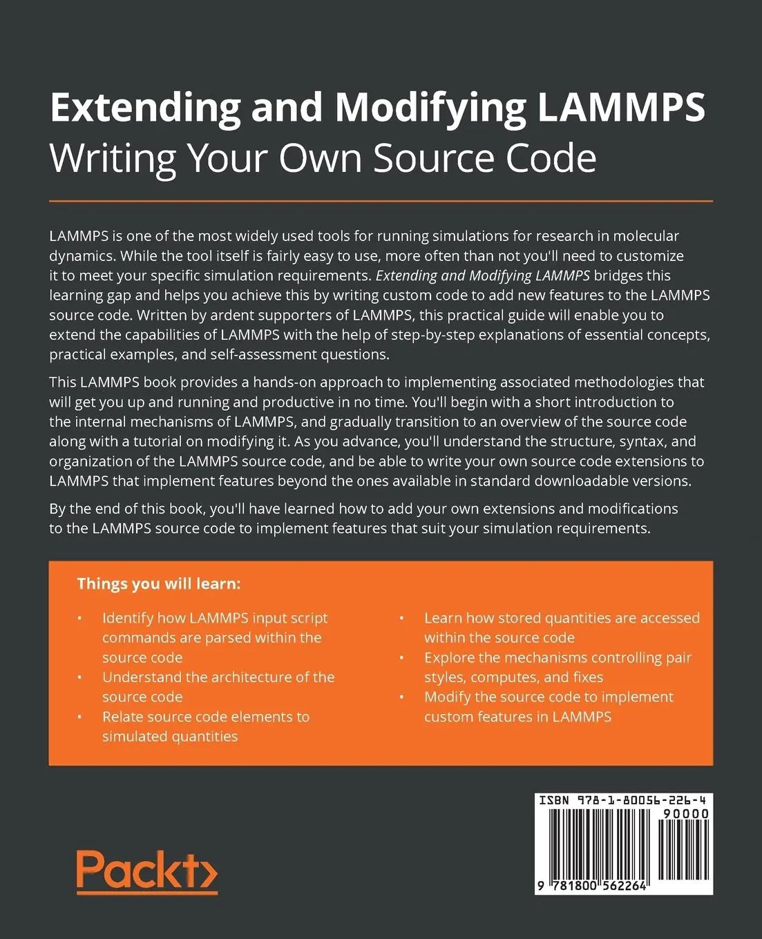 Rückseite: 9781800562264 | Extending and Modifying LAMMPS Writing Your Own Source Code | Buch
