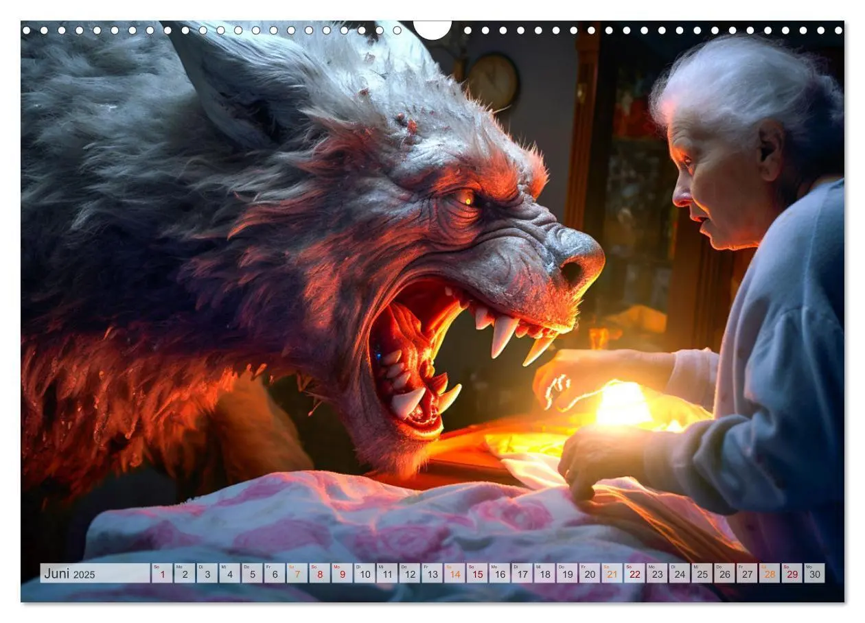 Bild: 9783383892264 | Rotkäppchen und der Wolf (Wandkalender 2025 DIN A3 quer), CALVENDO...