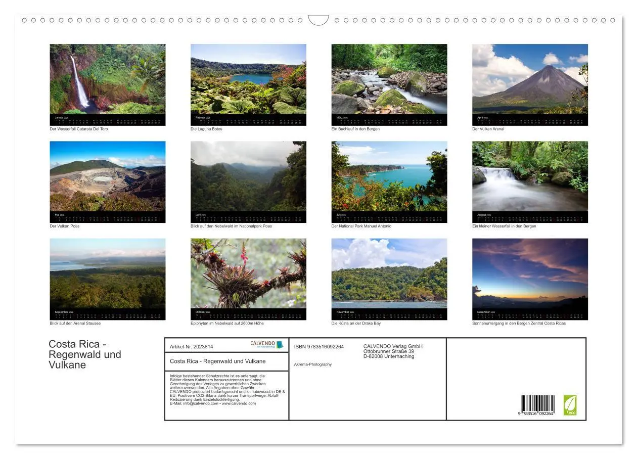 Bild: 9783516092264 | Costa Rica - Regenwald und Vulkane (Wandkalender 2026 DIN A2 quer),...