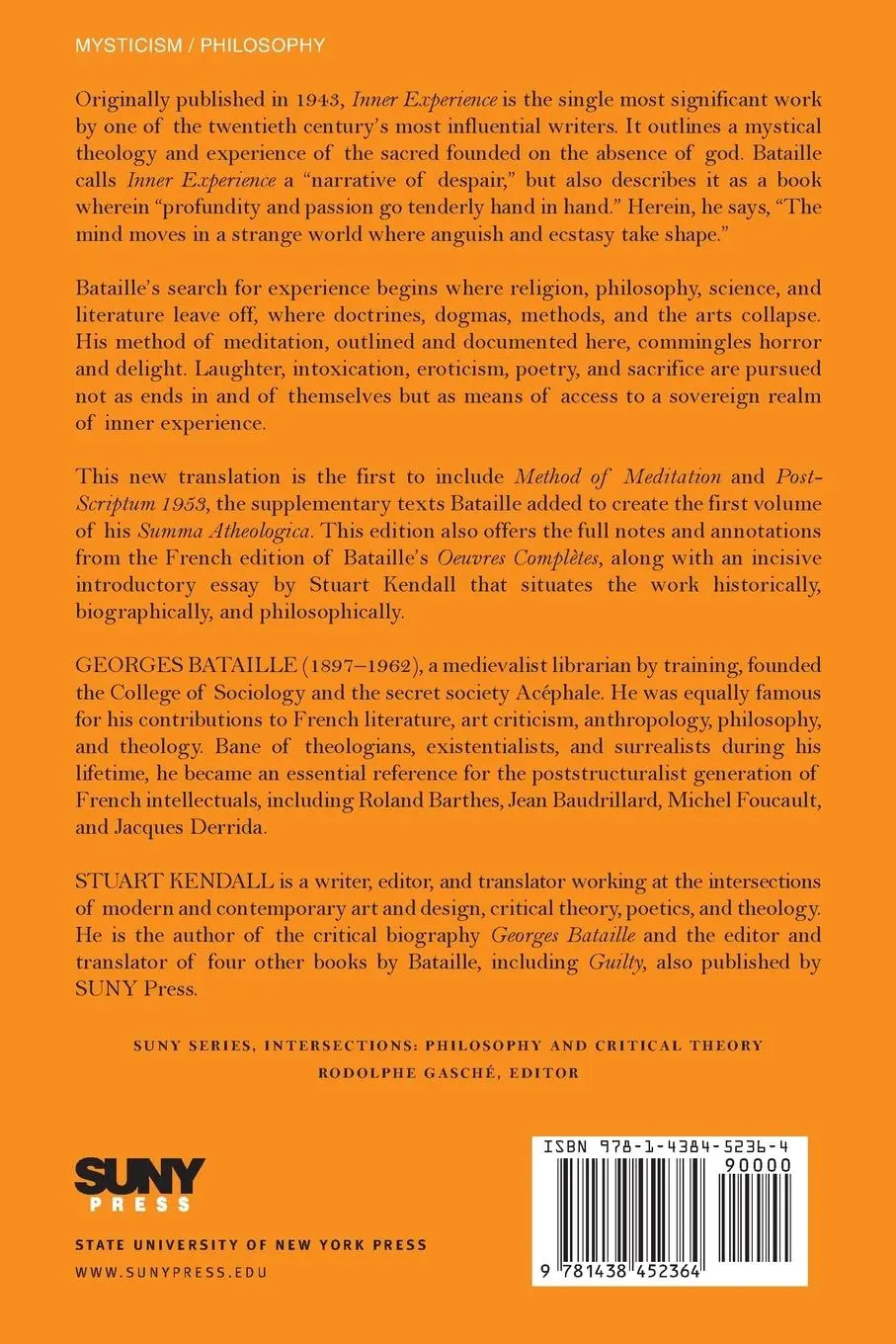 Rückseite: 9781438452364 | Inner Experience | Georges Bataille | Taschenbuch | Englisch | 2014