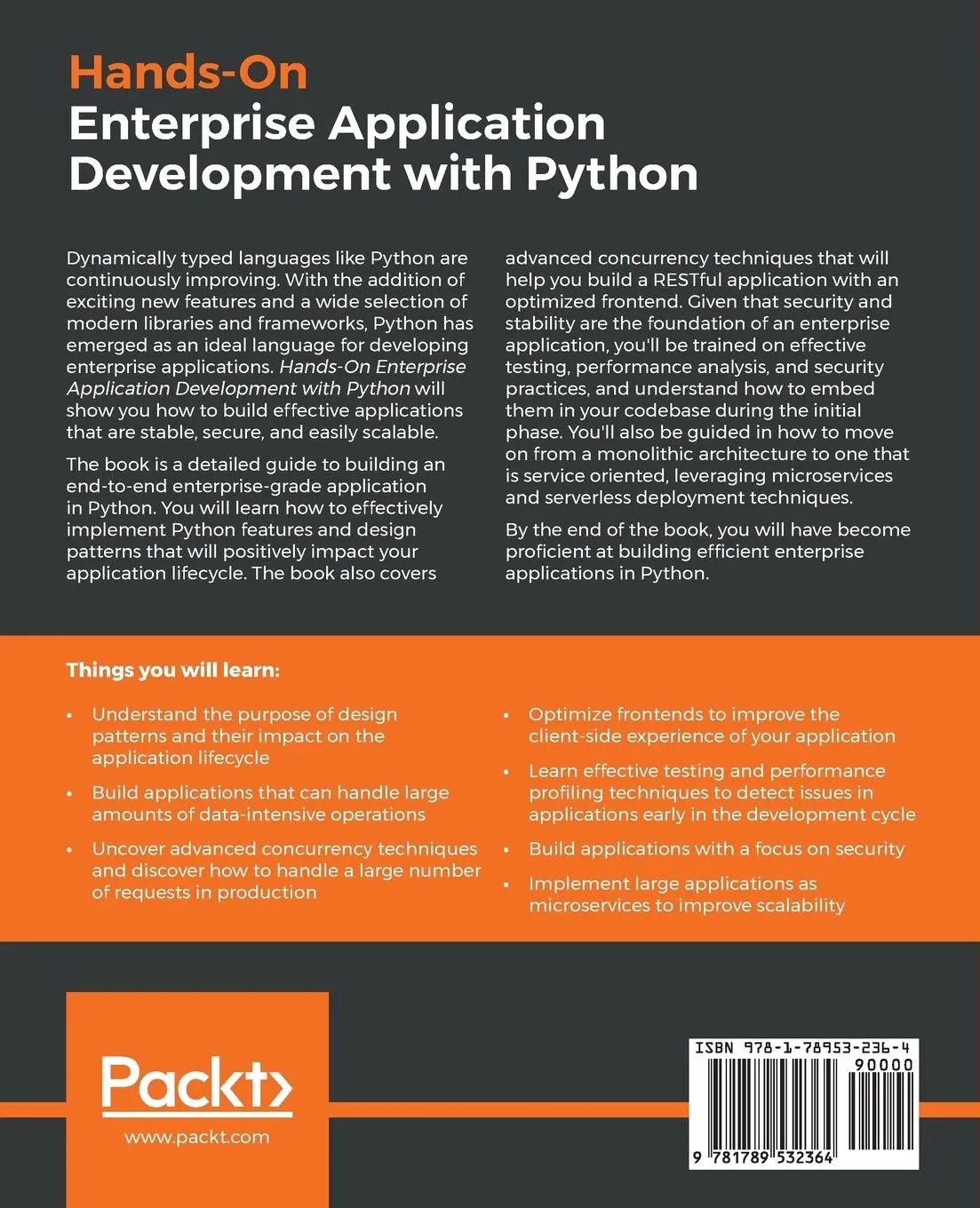 Rückseite: 9781789532364 | Hands-On Enterprise Application Development with Python | Badhwar