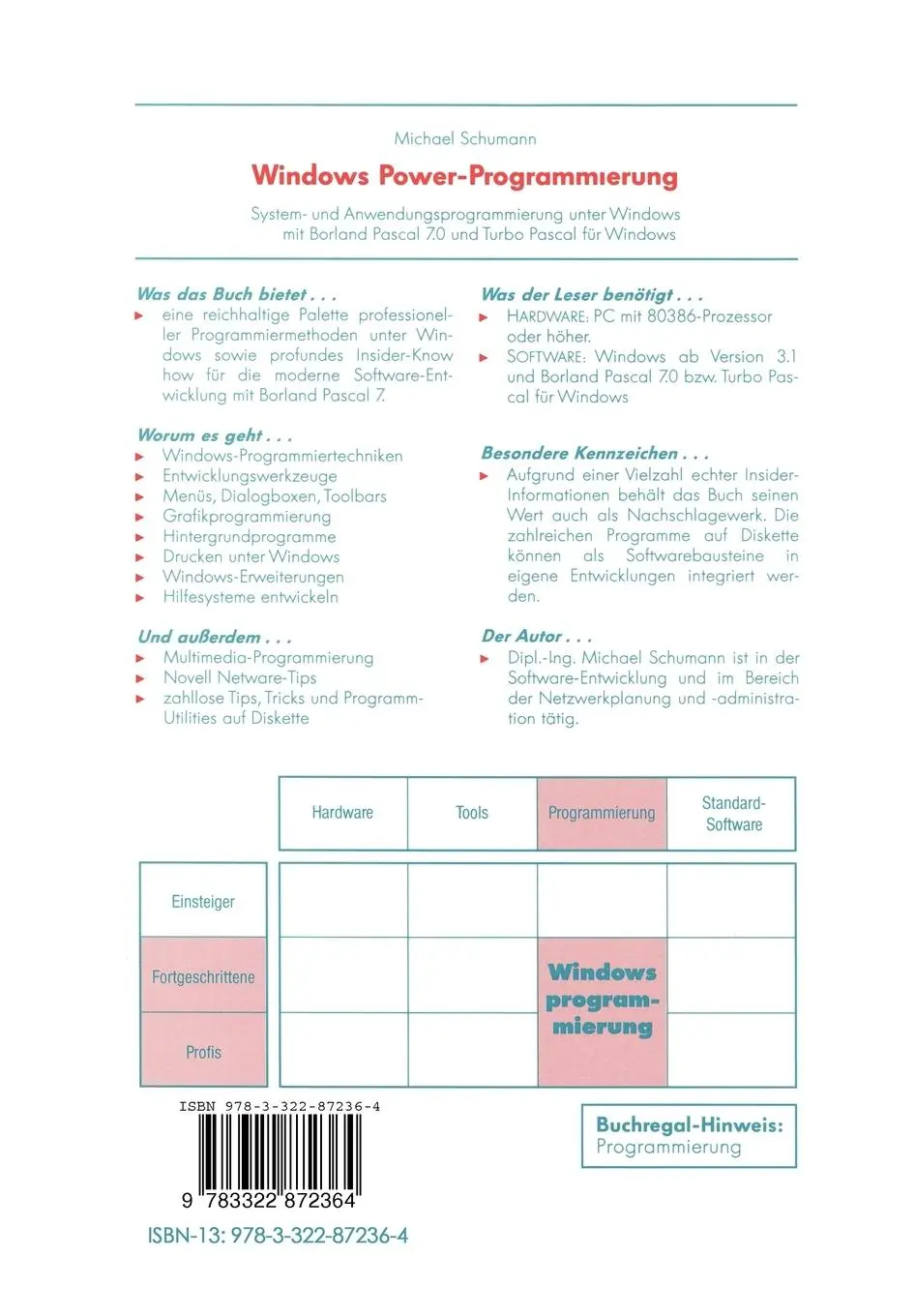 Rückseite: 9783322872364 | Windows Power-Programmierung | Michael Schumann | Taschenbuch | xii