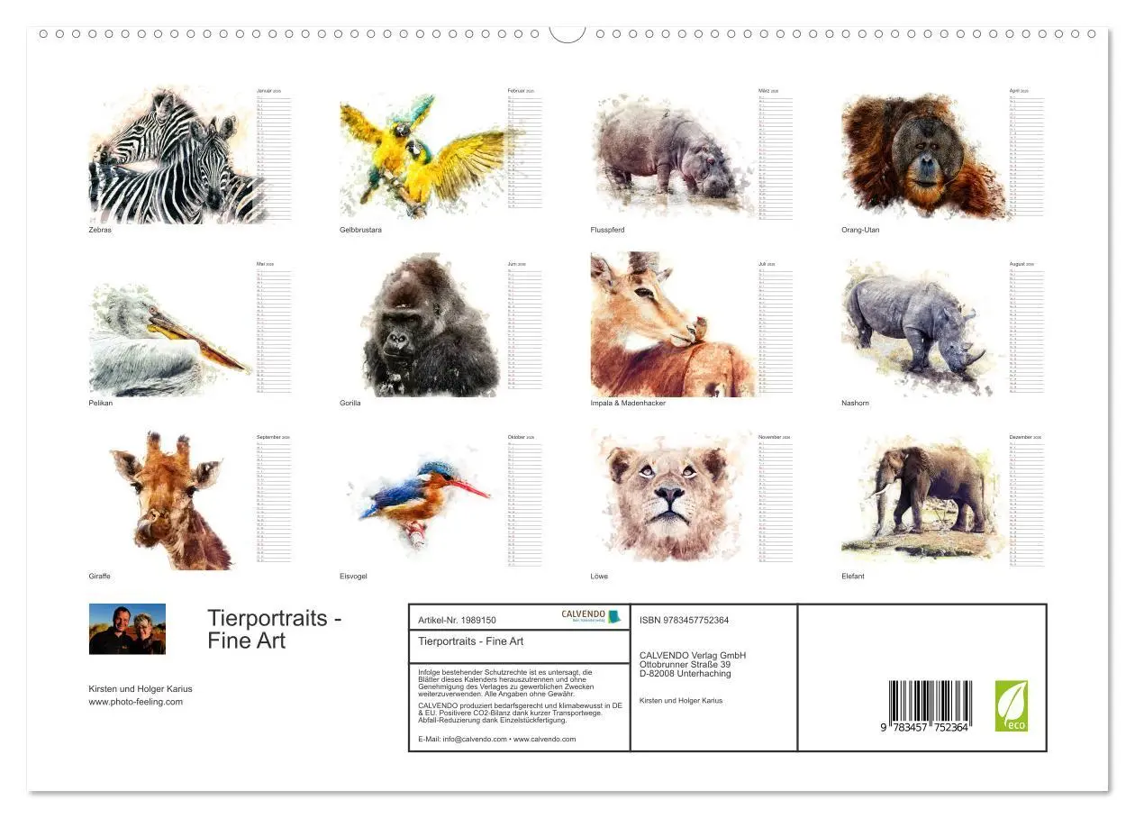 Bild: 9783457752364 | Tierportraits - Fine Art (hochwertiger Premium Wandkalender 2026...