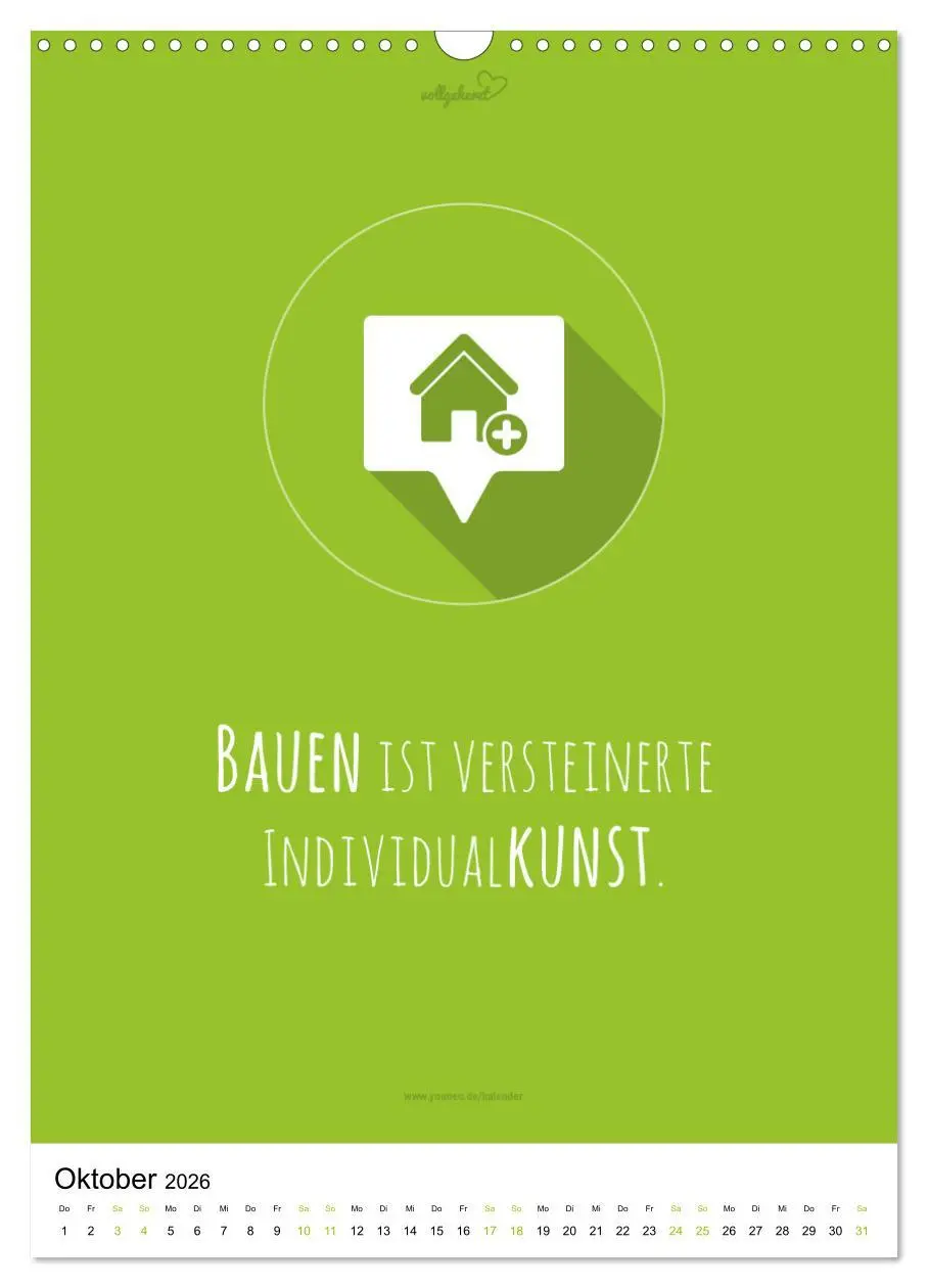 Bild: 9783516392364 | vollgeherzt: Der besondere Kalender für Bauherren mit motivierenden...