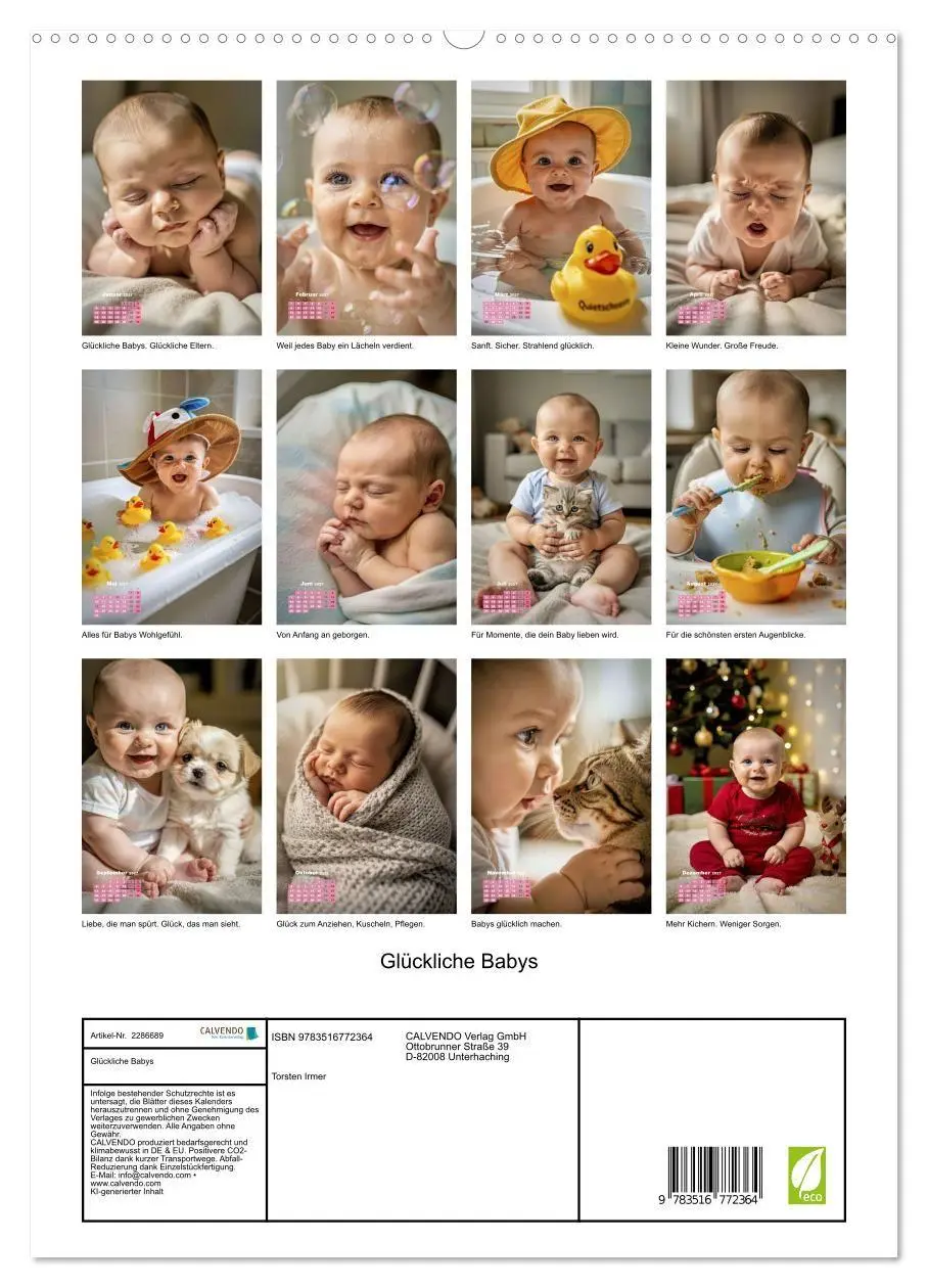 Bild: 9783516772364 | Glückliche Babys (hochwertiger Premium Wandkalender 2027 DIN A2...