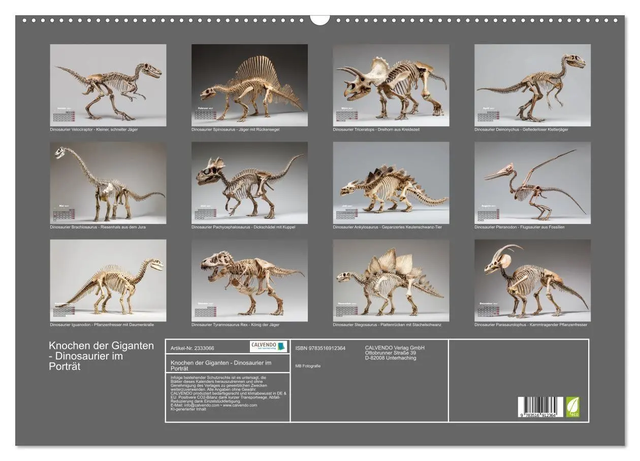 Bild: 9783516912364 | Knochen der Giganten - Dinosaurier im Porträt (Wandkalender 2027...