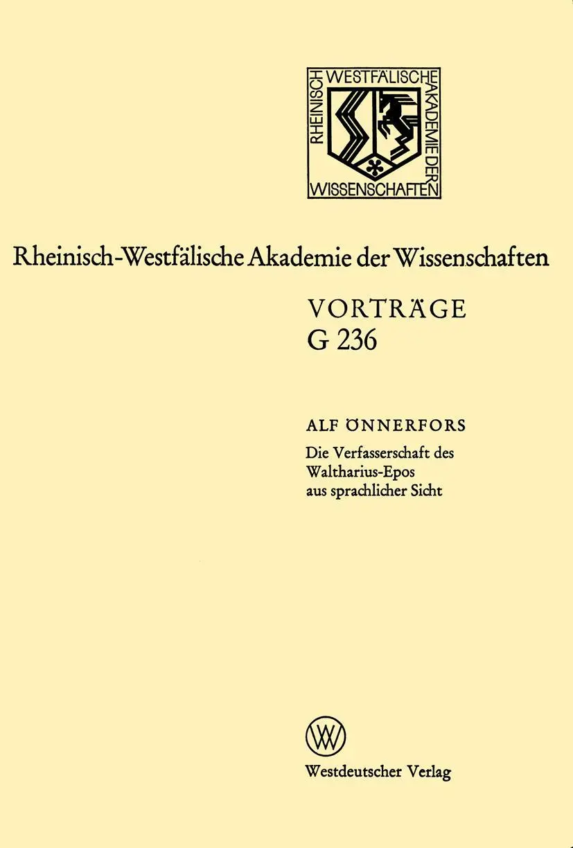 Cover: 9783531072364 | Die Verfasserschaft des Waltharius-Epos aus sprachlicher Sicht | Buch