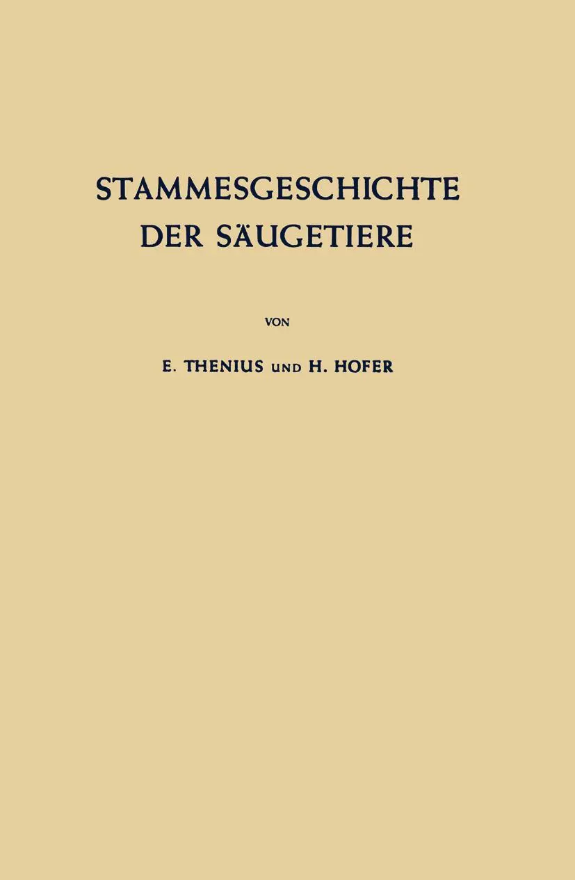 Cover: 9783642882364 | Stammesgeschichte der Säugetiere | H. Hofer (u. a.) | Taschenbuch | vi