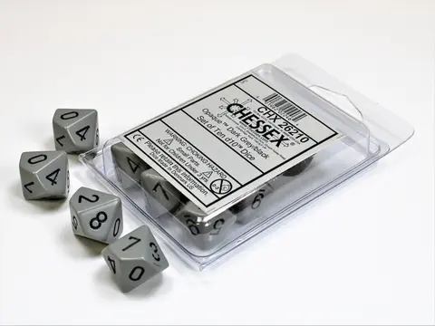 Cover: 601982022464 | Opaque Dark Grey/black Set of Ten d10s | deutsch | Chessex
