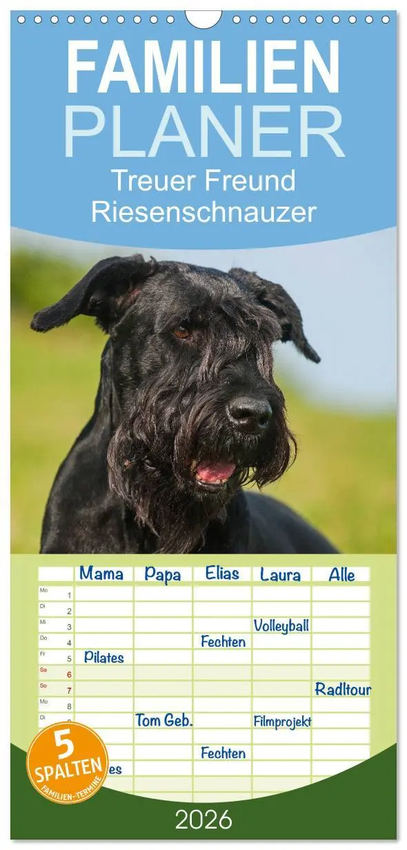 Cover: 9783516522464 | Familienplaner 2026 - Treuer Freund Riesenschnauzer mit 5 Spalten...