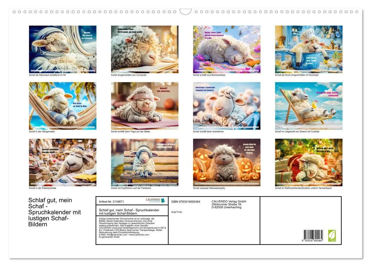 Bild: 9783516692464 | Schlaf gut, mein Schaf - Spruchkalender mit lustigen Schaf-Bildern...