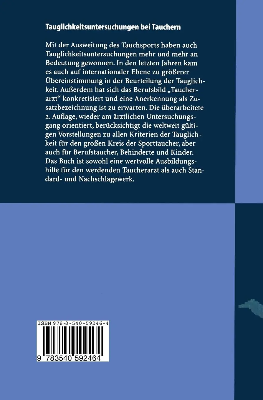 Rückseite: 9783540592464 | Tauglichkeitsuntersuchungen bei Tauchern | Oskar F. Ehm | Taschenbuch