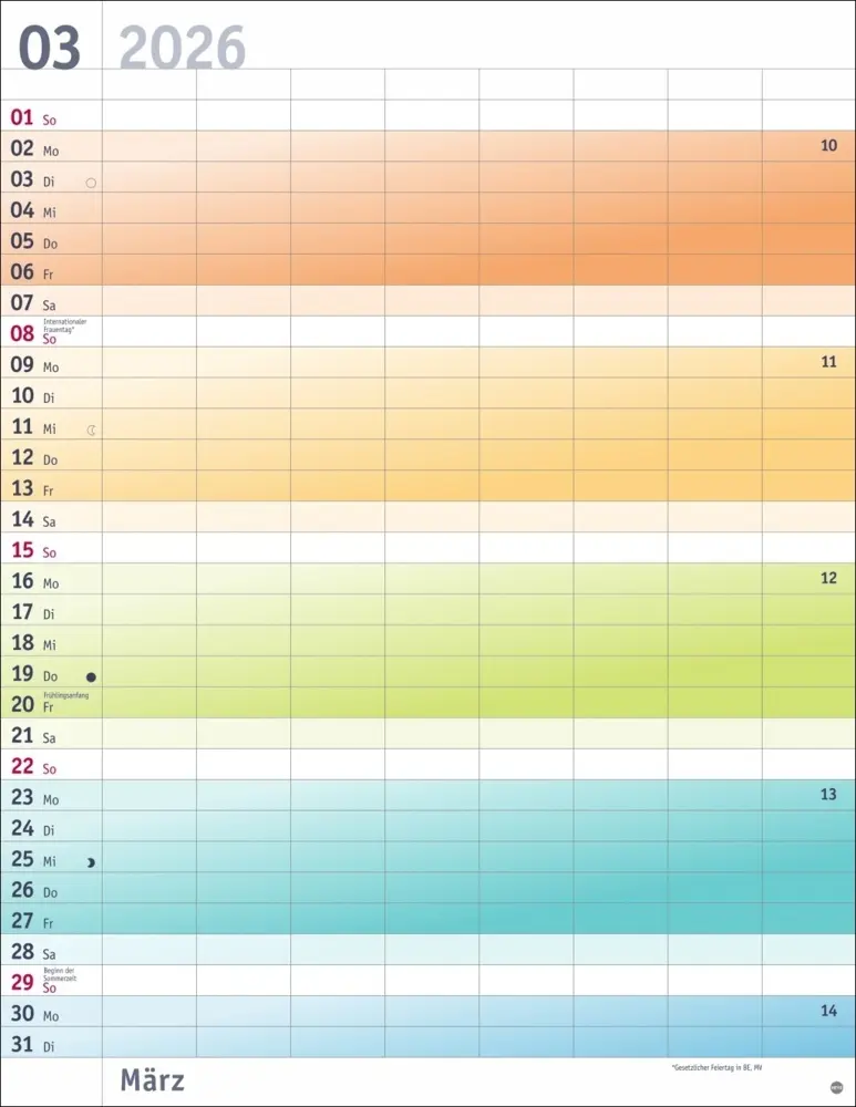 Bild: 9783756412464 | Bunte Wochen Planer XXL 2026 | Kalender | Bürokalender Heye | 14 S.