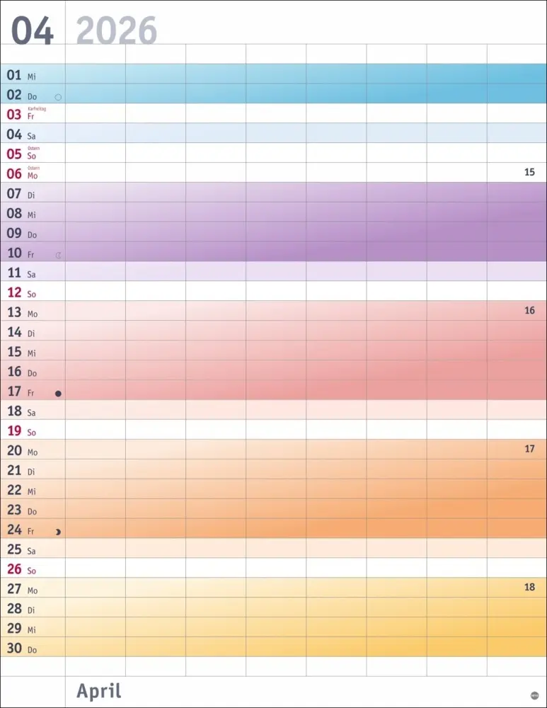 Bild: 9783756412464 | Bunte Wochen Planer XXL 2026 | Kalender | Bürokalender Heye | 14 S.